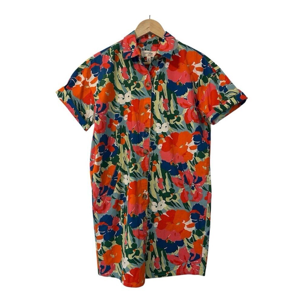 Anthropologie Porridge Women's Petite XS Utility Cotton Printed Casual Dress